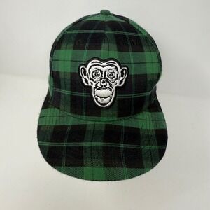 Monkey Sport Green Plaid Flannel Snapback Hat Cap Men's Streetwear‎